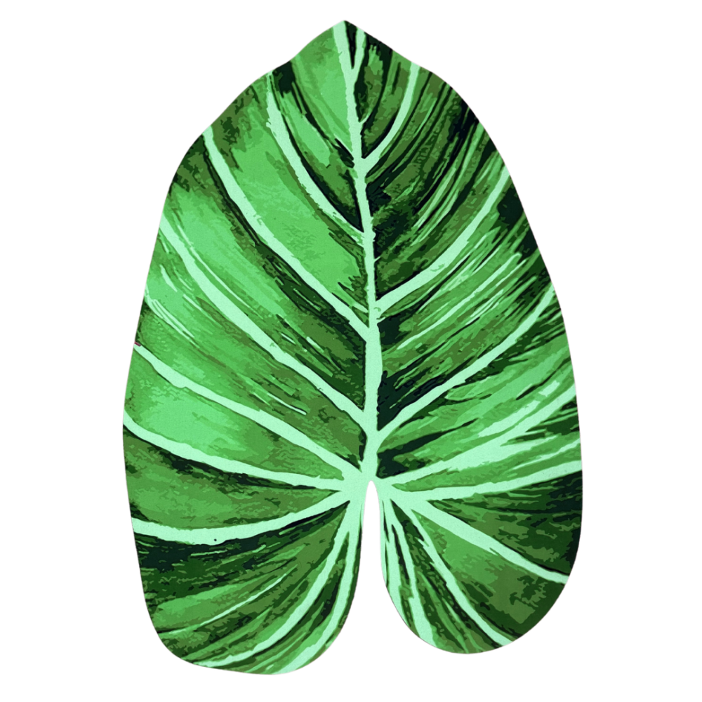 Badrumsmatta "Leaf mat", 58x88 cm. Grön badrumsmatta i form av ett tropiskt blad med smaragdgröna och mörkgröna nyanser. Badrumsmatta "Leaf mat", 58x88 cm. Grön badrumsmatta i form av ett tropiskt blad med smaragdgröna och mörkgröna nyanser.