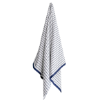 Badhandduk „Marine Stripe“, 70x130 cm. Vit badhandduk med tunna mörkblå horisontella ränder Badhandduk „Marine Stripe“, 70x130 cm. Vit badhandduk med tunna mörkblå horisontella ränder