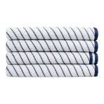 Badhandduk „Marine Stripe“, 70x130 cm. Vit badhandduk med tunna mörkblå ränder och blå kant. Badhandduk „Marine Stripe“, 70x130 cm. Vit badhandduk med tunna mörkblå ränder och blå kant.