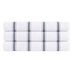 Badhandduk „Pebble Stripe“, 70x130 cm. Vit badhandduk med tunna grå vertikala ränder Badhandduk „Pebble Stripe“, 70x130 cm. Vit badhandduk med tunna grå vertikala ränder